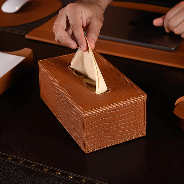 Sterling Tissue Box Holder Brown